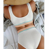 High Waist Split Bikini Solid Color