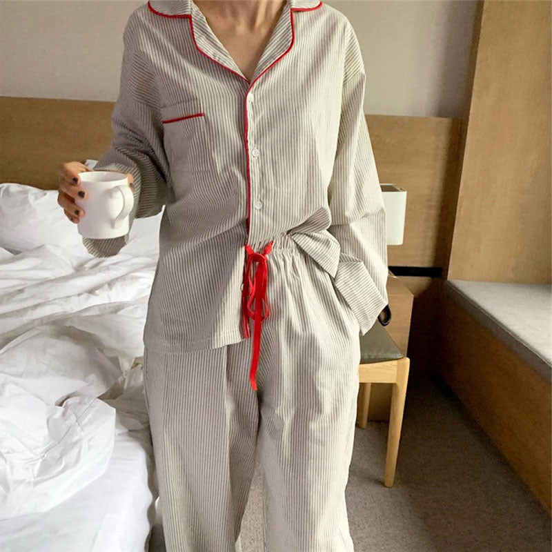 Trade Casual Nightwear In Contrasting Colors With Striped Trim