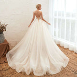 Starry Sky Luxury ig Tail Is Thin Baeakless Dream Master Wedding Dress