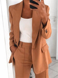 Fashion Polo Collar Slim-fit Cardigan Graceful Suit Jacket Women