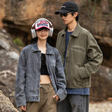 Retro Heavy Washed Overalls Jacket For Men And Women