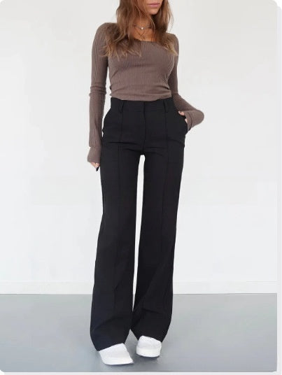 Women's Casual Design Stitching Straight Slim-fit Pants