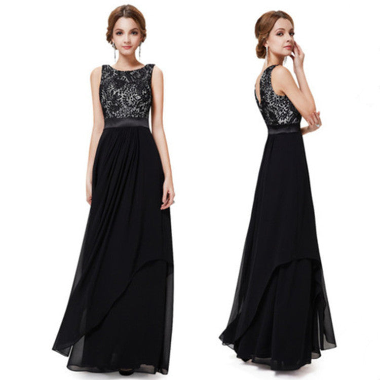 Lace Spliced Chiffon Dress