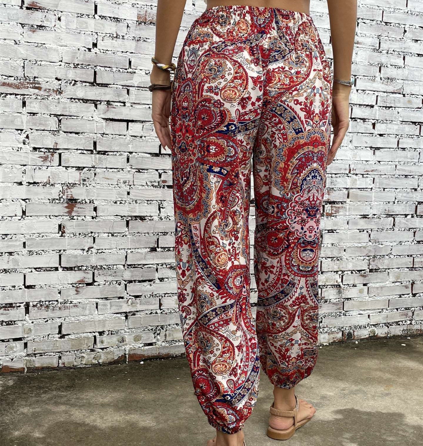 Women's Loose Slimming High Waist Print Trousers