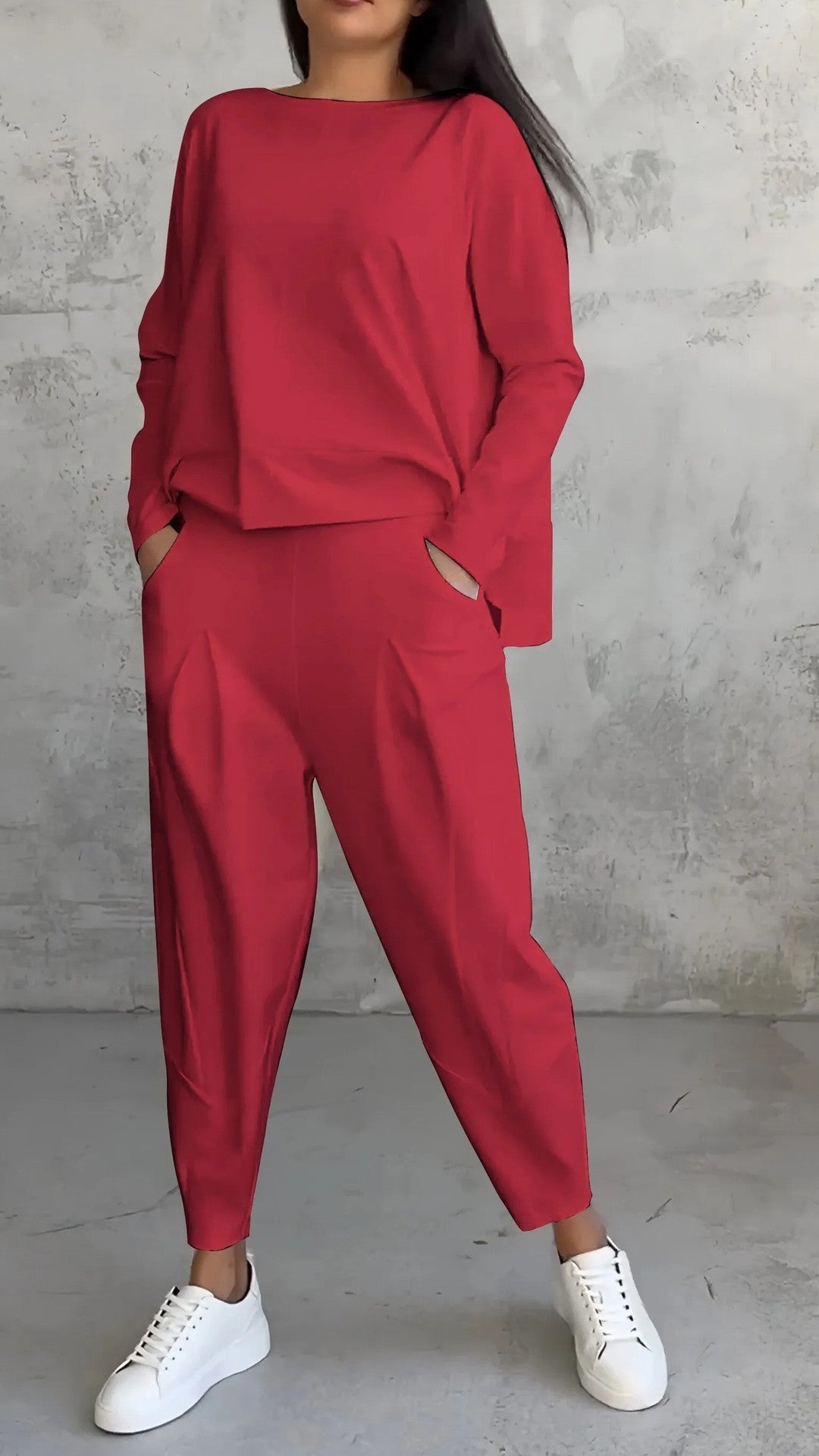 Women's Irregular Design Long-sleeved Sweater Harem Pants Suit