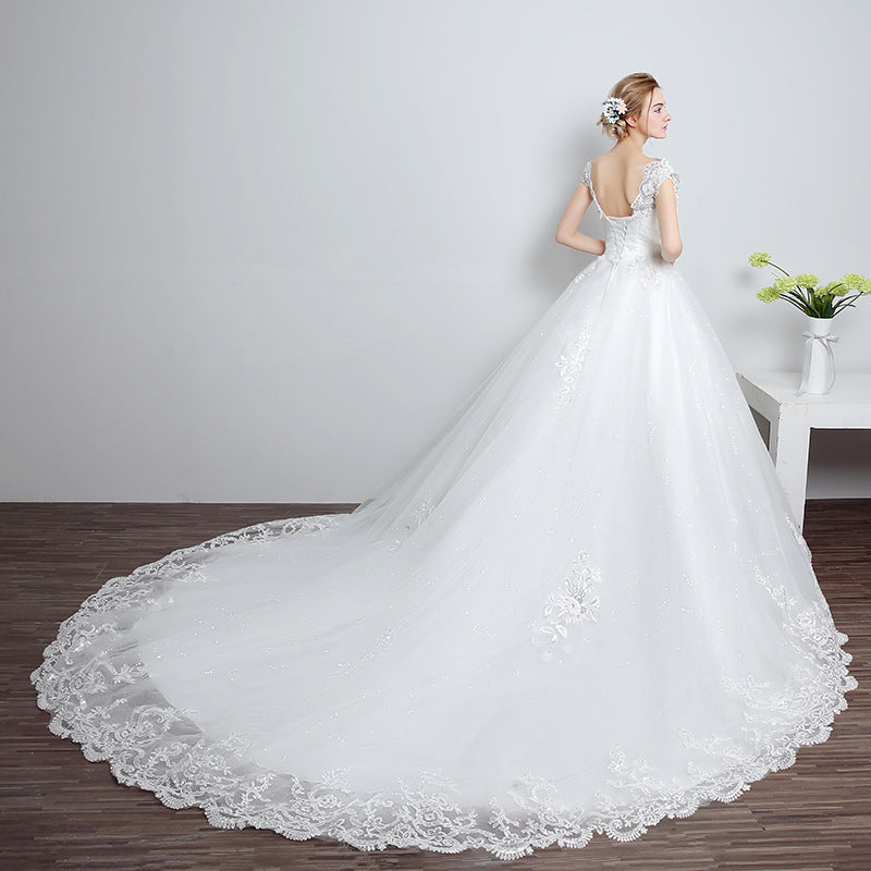 Bride wedding wedding Korean fashion Princess trailing wedding dress new lace strap wedding dress