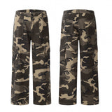 Retro Straight Cargo Camouflage Pants Women