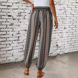 Women's Loose Slimming High Waist Print Trousers