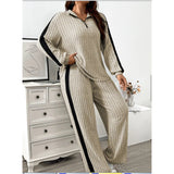 Casual Suit Women's Sweater Wide Leg Pants Two-piece Set