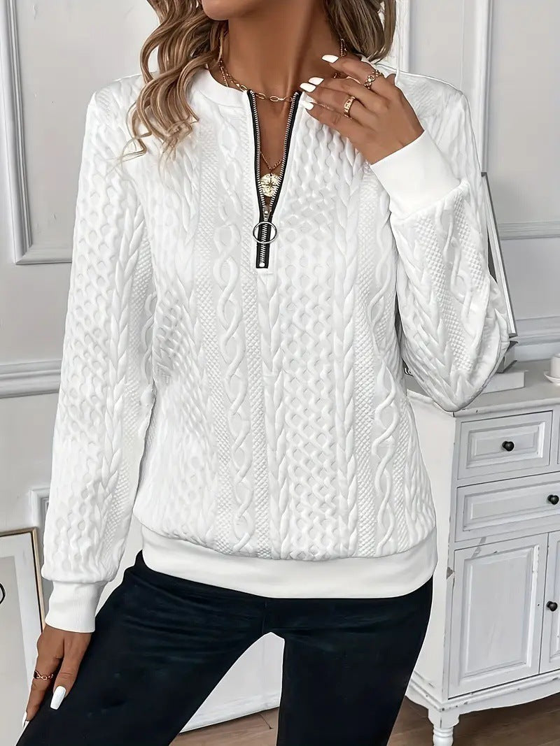 Solid Color Leisure Pullover Half Sleeve Zipper Sweater – Stylish & Comfortable