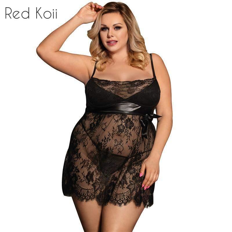 Eyelash Lace Babydoll Sleepwear Plus Size