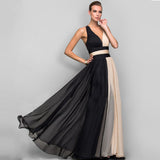 European and American fashion V-neck backless color dress skirt long dress