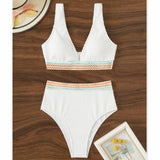 High Waist Split Bikini Solid Color