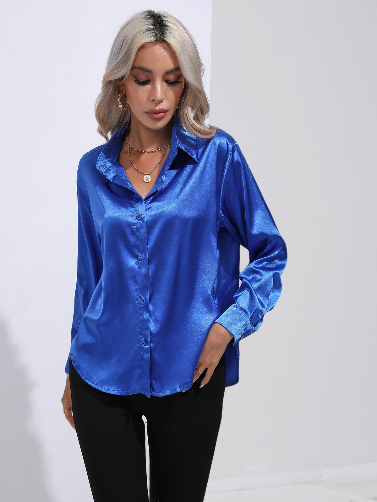 European And American Satin Shirt Women's Satin