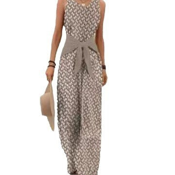 Waist-tight Adjustable Lace Printing Jumpsuit