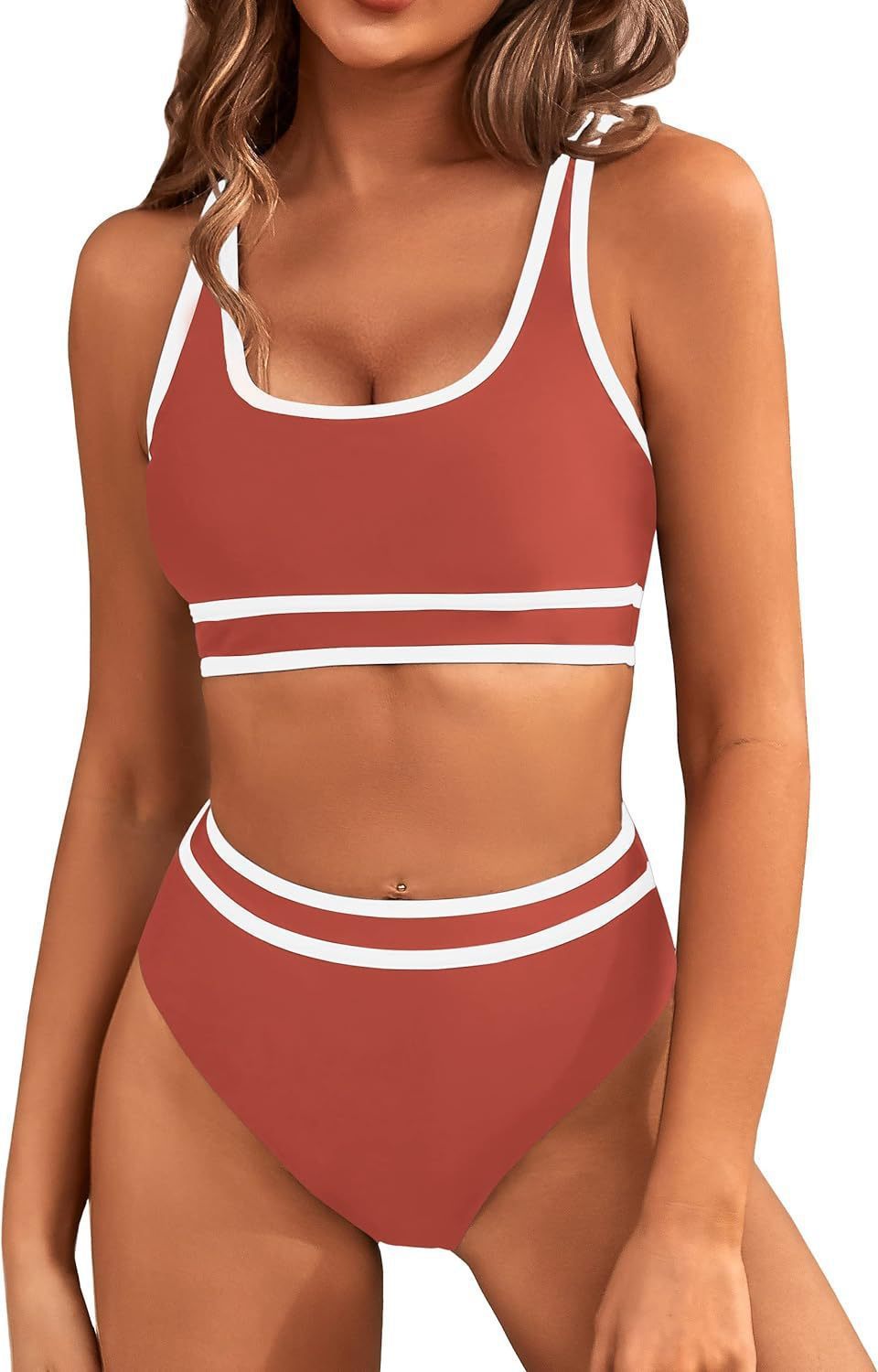 Bikini Tight-fitting Solid Color Swimsuit For Women