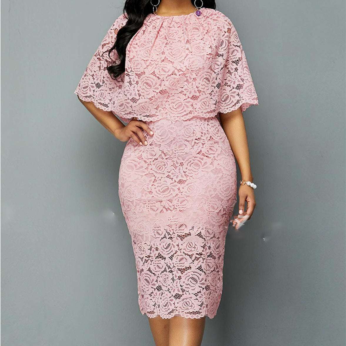 MD African Lace Dress for Women | Plus Size Maxi Dashiki Ankara Robe