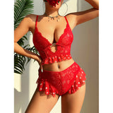 Sexy Red Love Valentine's Day Sexy Lingerie Lace Push Up Bra Panties Two-piece Set