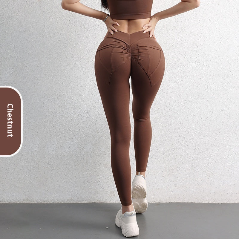 Nude feel high waist hip lift yoga pants for women, designed for sports and fitness with a flattering, curve-enhancing fit.