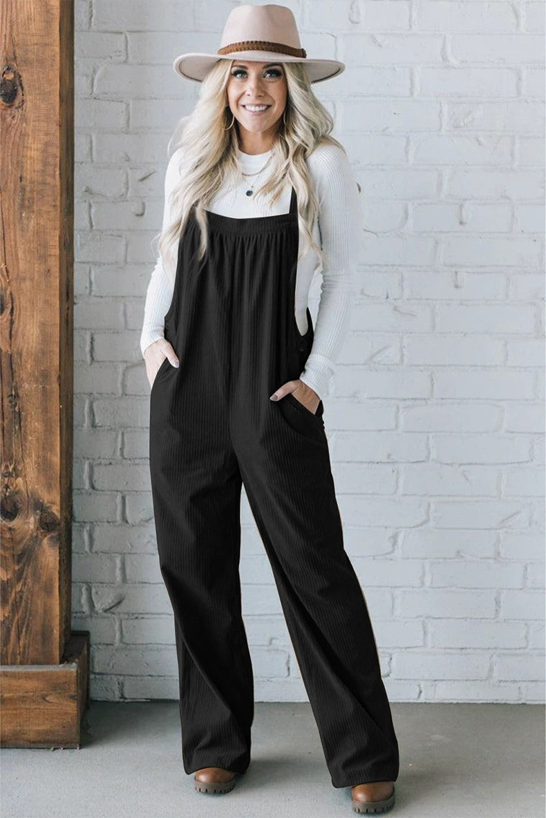 Solid Color Straight Cropped Trousers Women's Casual Style