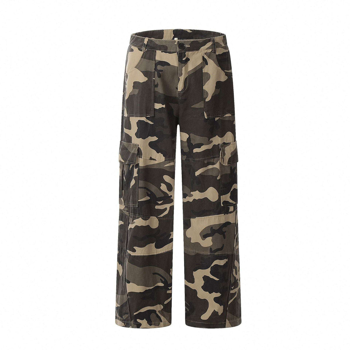 Retro Straight Cargo Camouflage Pants Women