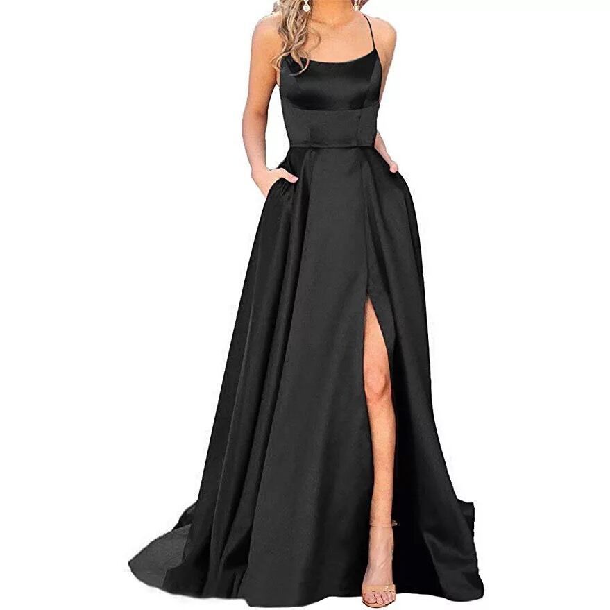 Solid Color Long Slimming And Shoulder Hollow Girlfriends Fashion Bridesmaid Party Dress