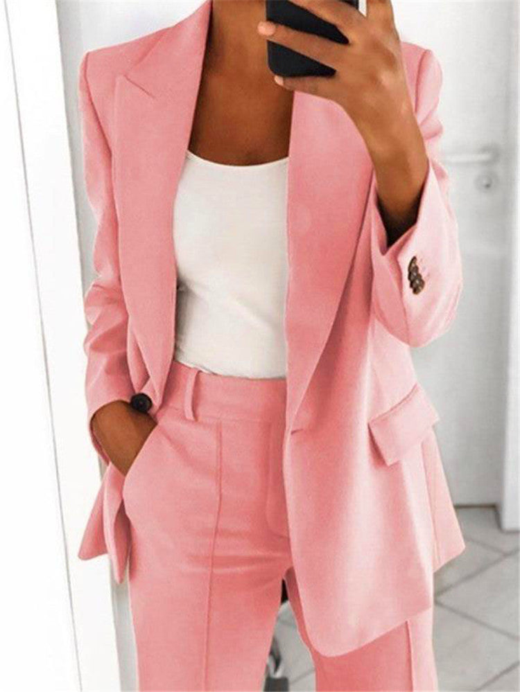 Fashion Polo Collar Slim-fit Cardigan Graceful Suit Jacket Women