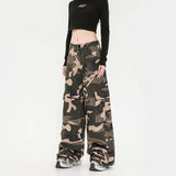 Retro Straight Cargo Camouflage Pants Women