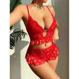 Sexy Red Love Valentine's Day Sexy Lingerie Lace Push Up Bra Panties Two-piece Set