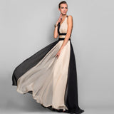 European and American fashion V-neck backless color dress skirt long dress