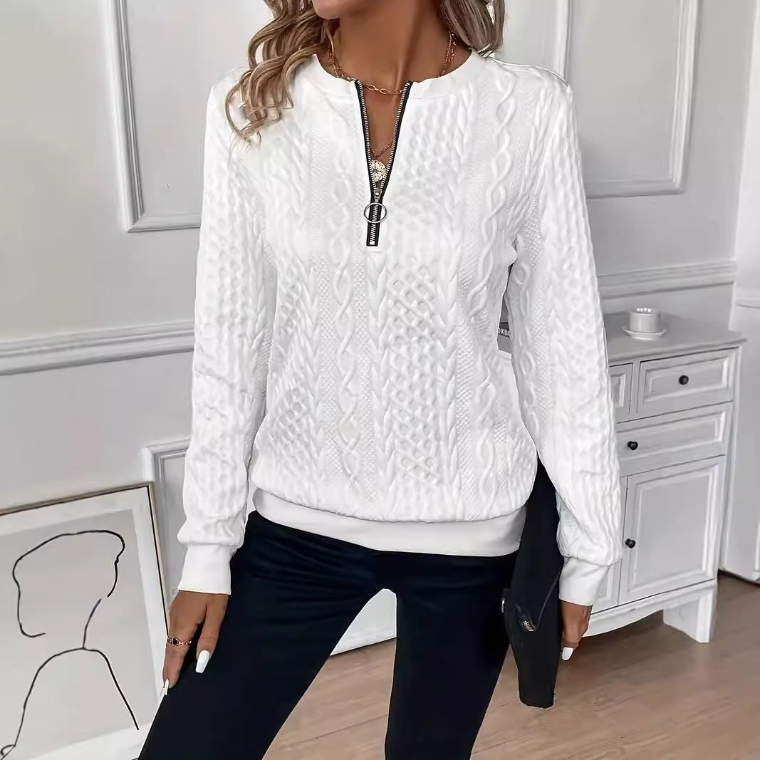 Solid Color Leisure Pullover Half Sleeve Zipper Sweater – Stylish & Comfortable