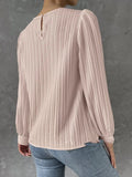 European And American Spring Round Neck Lantern Sleeve Solid Color Unity Long Sleeve Temperament Solid Blouse