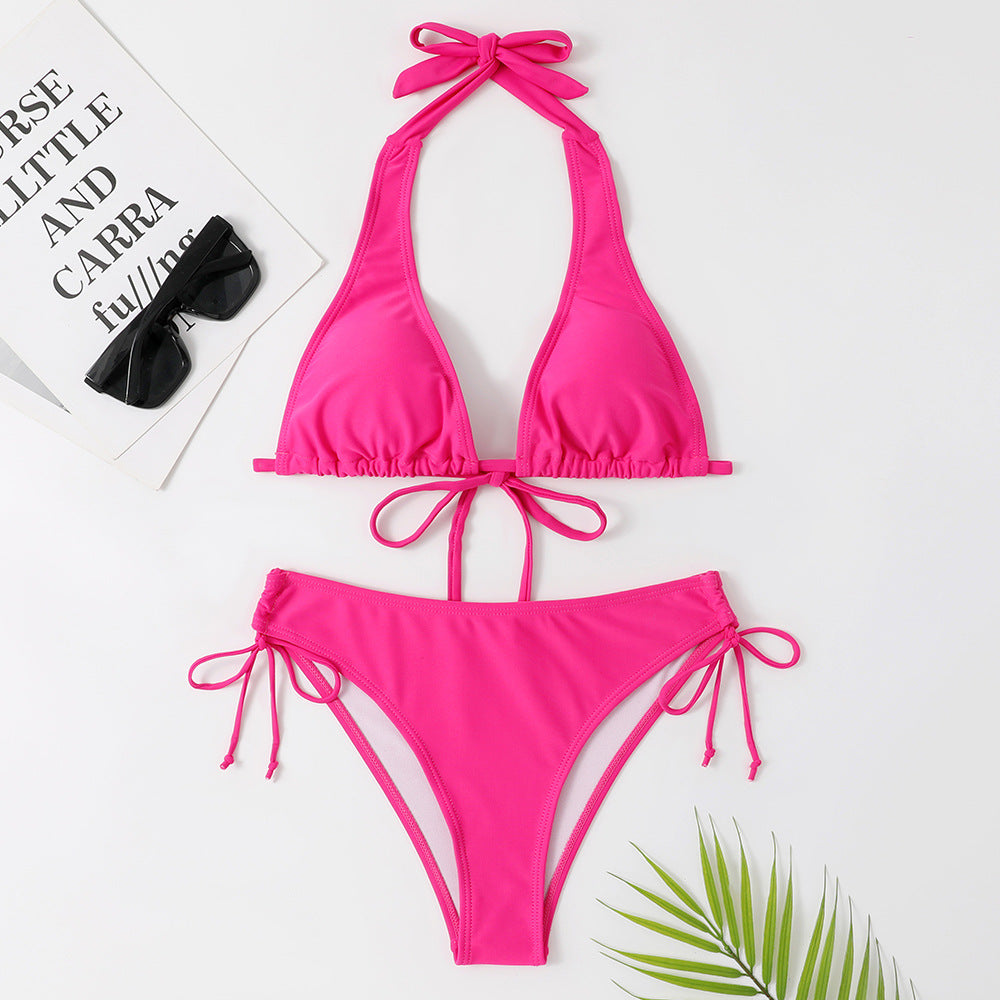 Sexy Bikini Swimsuit Strap Solid Color