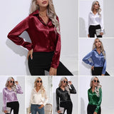 One Button Satin Shirt Temperament Long Sleeve Shirt