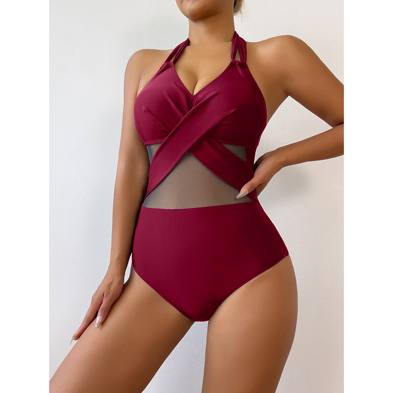 New Fashion One-piece Swimsuit Solid Color