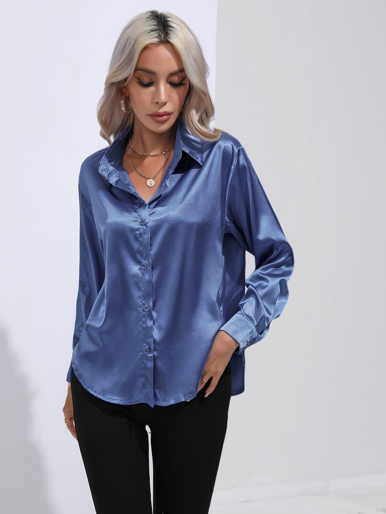 European And American Satin Shirt Women's Satin