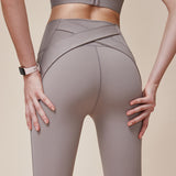 Cross Hip Lifting And Waist-slimming Upgrade High Waist Peach Sports Yoga Pants