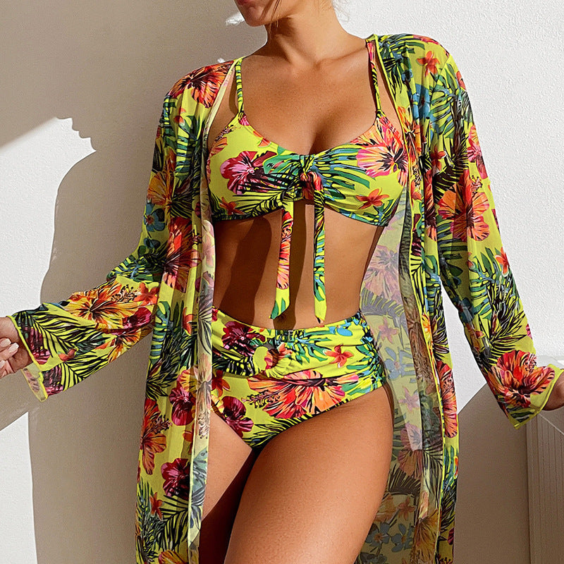 Women's Long Blouse Split Bikini Plus Size Suit